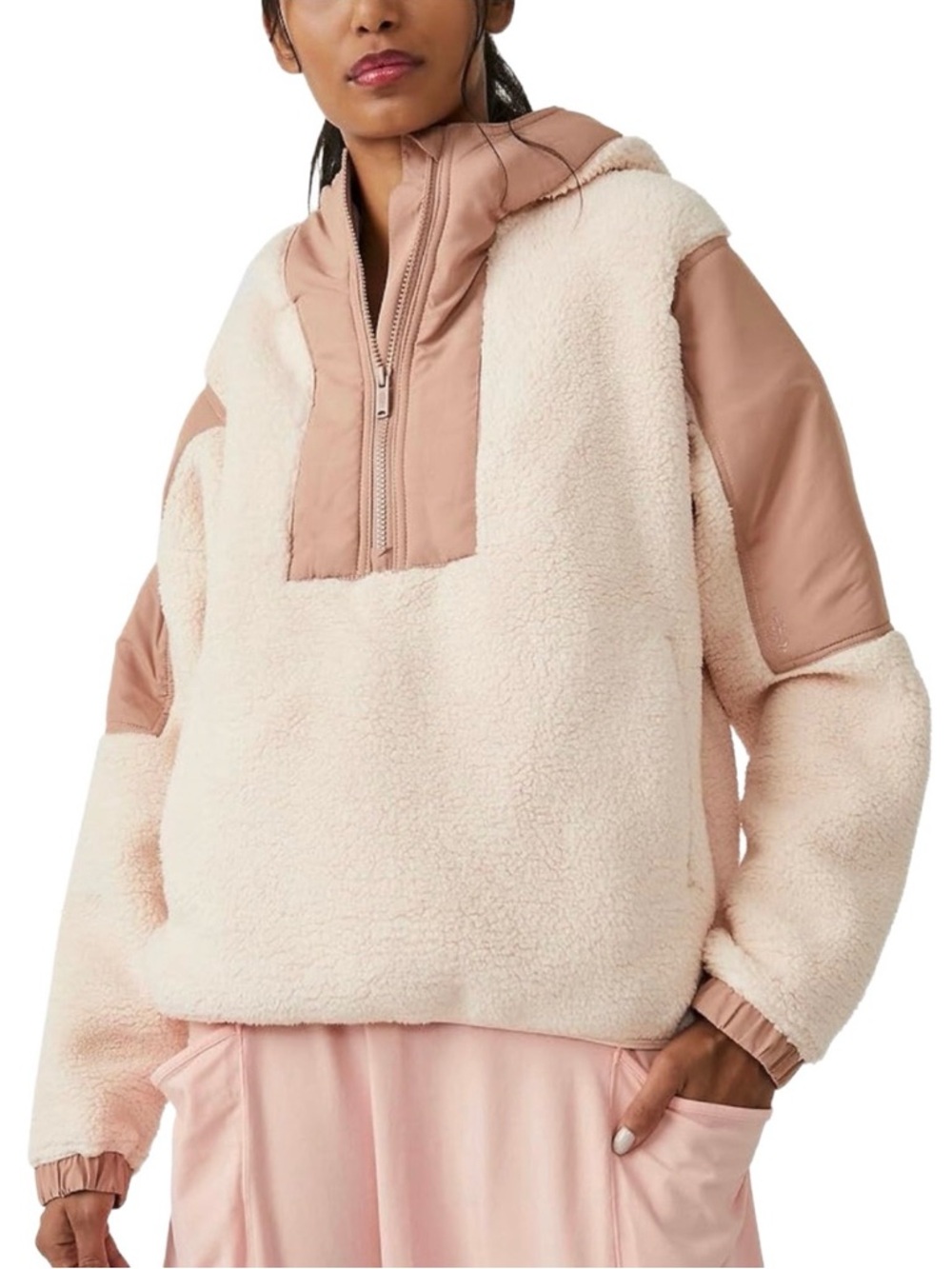 Free People FP Movement Lead The Pack Fleece Pullover – Small – Blush Pink